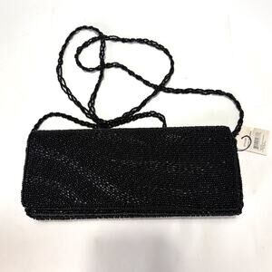 Bijoux Terner NWT Black Beaded Evening Crossbody Clutch Bag Formal Party Purse